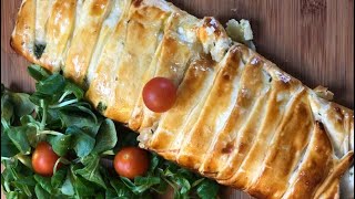 🥗 LE FEUILLETÉ TRESSÉ AU SAUMON ÉPINARDS ET MOZZARELLA 🍱SALMON SPINACH IN PASTRY [upl. by Lieno821]