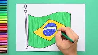 How to draw the National Flag of Brazil [upl. by Hairam211]