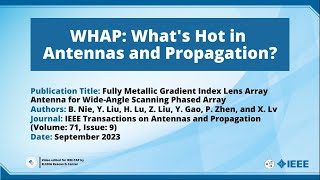 Fully Metallic Gradient Index Lens Array Antenna for WideAngle Scanning Phased Array [upl. by Hiroko427]