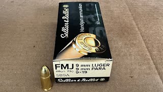 Velocity Testing Sellier amp Bellot 9mm Luger FMJ 115 grain SB9A Ammo [upl. by Devy605]