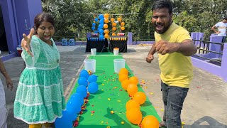 Sister vs Brother Balloon Popping Challenge Race Different Level [upl. by Nylessoj]