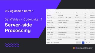 4 Paginación parte 1  Datatables Server Side Processing  Codeigniter 4 [upl. by Ubald635]