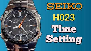 How to set time on Seiko H023 watch [upl. by Rafiq]