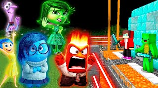 Joy Disgust Fear Anger from Inside Out 2 vs Security House in Minecraft Maizen JJ and Mikey [upl. by Enelcaj]