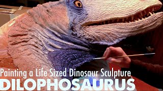 Painting a Lifesized Dinosaur Sculpture Dilophosaurus [upl. by Iznil]