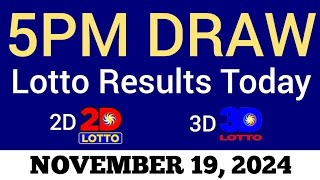 Lotto Result Today 5pm Draw November 19 2024 Swertres Ez2 PCSO Live Result [upl. by Frederigo]