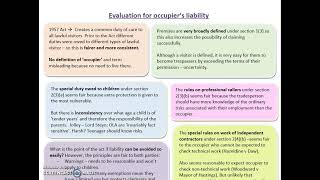 Evaluation of Occupiers Liability [upl. by Aicilanna]