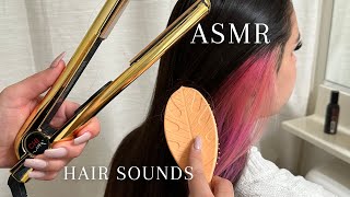 ASMR Straightening my sisters hair RELAXING hair sounds and brushing [upl. by Suoirrad]