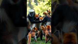 Colobus Monkeys are fighting with the crowd fox [upl. by Noislla]