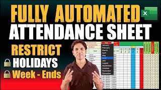 Automated Advanced Attendance Sheet With Holidays  Fully Automated Attendance Sheet English [upl. by Ladd85]