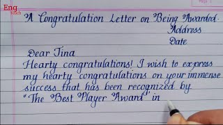 A Congratulations Letter on Being Awarded  Letter of congratulations  handwriting  Eng Teach [upl. by Cissiee903]