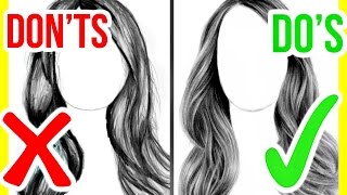 DOS amp DONTS How to Draw Realistic Hair  Step by Step Drawing Tutorial [upl. by Currie]