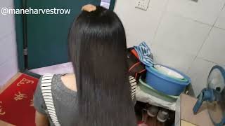 home haircut on super long hair [upl. by Narrat]