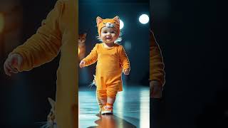 A baby and a orange cat merge togather youtubeshorts cute kawaii runway ai cat [upl. by Lorna994]