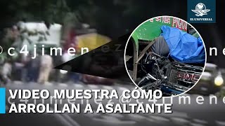 Así fue como mujer justiciera arrolla a su asaltante [upl. by Elocyn902]