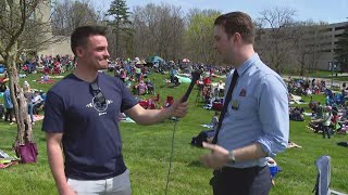 Large turnout on Indiana college campuses for total solar eclipse viewing [upl. by Dulciana]