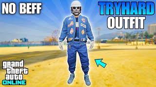 GTA 5 ONLINE EASY BLUE JOGGERS COP BELT TRYHARD MODDED OUTFIT 168 NO NET CUT [upl. by Adroj]