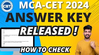 MCA CET ANSWER KEY Released  How to Check MCA CET Answer KEY 2024 [upl. by Binnings188]