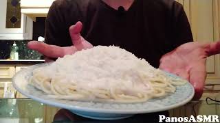 Eating Carbonara  Panos ASMR Greek Mukbang [upl. by Mayeda818]