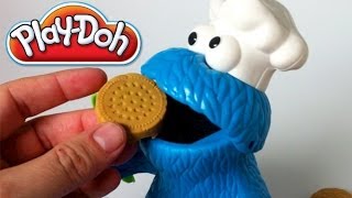 Play Doh Cookie Monster Letter Lunch Mold Cookies Sesame Street Playset playdough by lababymusica [upl. by Clemen401]