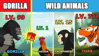 Gorilla vs Animals Level Challenge S1  Animal Animation [upl. by Ednalrim]