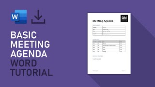 Basic Meeting Agenda Template  Microsoft Word Tutorial FREE DOWNLOAD [upl. by Elleyoj]