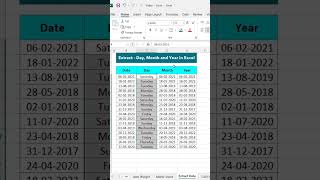 Extract  Day Month and Year ExcelTips ExcelTutorial ExcelShorts [upl. by Ativet]