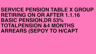 Service Pension Table X Group Retiring on or after 112016 Sepoy to HCapt [upl. by Neliak]