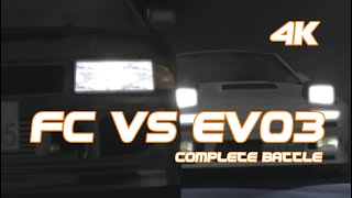 Initial D  Redsuns RX7 FC vs Emperors Lancer Evo3 Battle Cut  Upscaled 4K [upl. by Eineeuq]