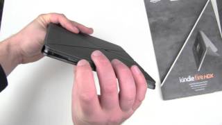 Amazon Leather Origami Case Kindle Fire HDX 89 Unboxing [upl. by Collbaith]