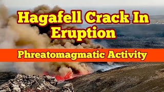 Hagafell Crack During Eruption Pyroclastic Eruption And Explosion Near Grindavík Iceland Volcano [upl. by Airetak]