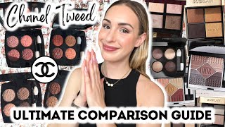 CHANEL TWEED EYESHADOWS COMPARISON GUIDE Fall 2022  Brun Et Rose Cuirve Pourpre Fauve [upl. by Basilius]