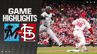 Marlins vs Cardinals Game Highlights 4424  MLB Highlights [upl. by Ymmaj]