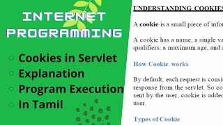 Servlet Cookies ExecutionCookies Internet ProgrammingAnna University SyllabusServlet [upl. by Libbi398]