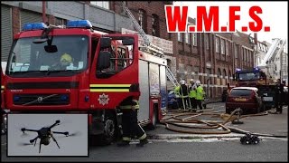 Derelict factory FIRE in Birmingham  Drone Hydraulic Ladder amp 6 Pumps [upl. by Aciamaj]