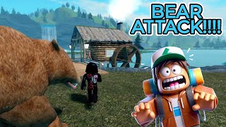 Dad Gets Attacked by a BEAR while camping  Backpacking ROBLOX roblox roleplay robloxroleplay [upl. by Drugi]