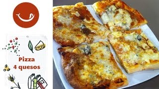 Receta de pizza 4 quesos ¡con masa de pizza casera [upl. by Aronas]