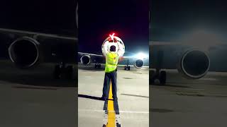 aircraft marshalling ✈️ airbus boeing aviation sky crew flying [upl. by Enyad388]