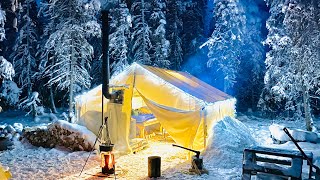 29C WINTER CAMPING IN THE WARMEST HOT TENT ON EARTH [upl. by Attevad]