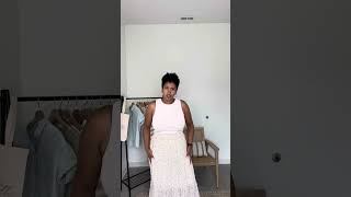 Juniper midi skirt try on size L [upl. by Ahsimal]