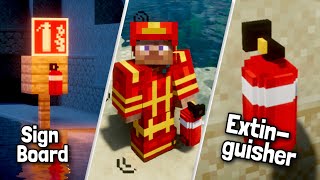 FIRE EXTINGUISHER  FIRE MAN SUIT  FIRE EXTINGUISHER SIGN BOARD  MOD FOR MINECRAFT JAVA [upl. by Dnumsed]