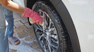 ASMR Requested Tire and Wheel Cleaning No talking asmr asmrcleaning [upl. by Brenn]