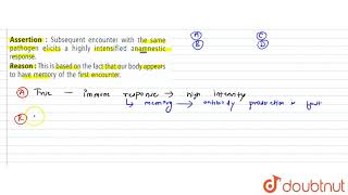 Assertion  Subsequent encounter with the same pathogen elicits a highly intensified anamnestic [upl. by Cressy]