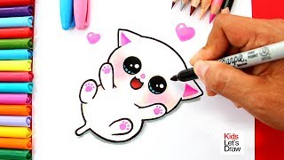 Aprende a dibujar un GATITO BEBÉ Kawaii  How to Draw a Cute Baby Kitten [upl. by Seth818]