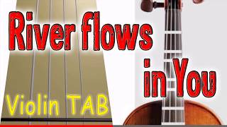 River flows in You  Violin  Play Along Tab Tutorial [upl. by Solita]