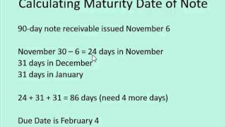 Notes Receivable amp Payable Series  Video 1 Calculating the maturity date of a note [upl. by Abihsot]