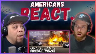 AMERICAN REACTS TO GROSJEANS INSANE FIREBALL CRASH EMOTIONAL  REAL FANS SPORTS [upl. by Oine]