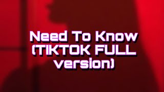 Doja Cat  Need to Know full VersionTikTok sound slowedreverb [upl. by Ebaj]