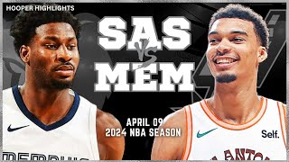 San Antonio Spurs vs Memphis Grizzlies Full Game Highlights  Apr 9  2024 NBA Season [upl. by Beaufort491]