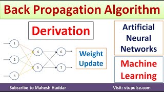 Derivation of Back Propagation Algorithm Neural Networks Algorithm Machine Learning by Mahesh Huddar [upl. by Miarhpe]